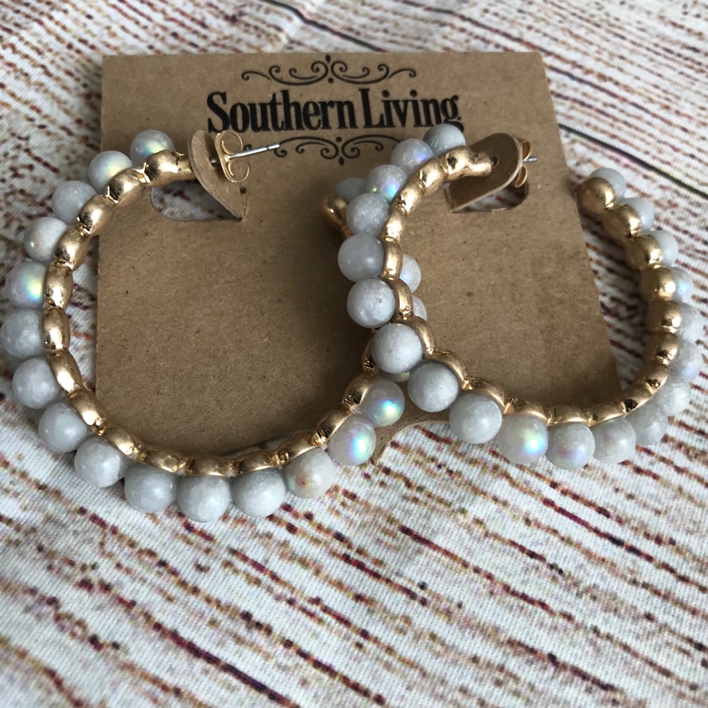Southern Living Gray Holographic Bead Hoops